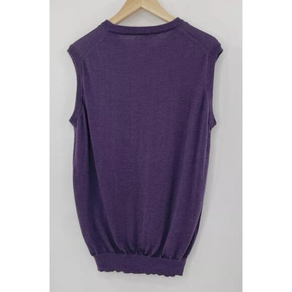 Vintage Saks Fifth Avenue 100% Merino‎ Wool Purple Vest Size Large Made In Italy - Picture 2 of 8